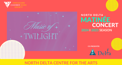 Promotional image with stylized script font that says Music of Twilight against the matinee series branding.